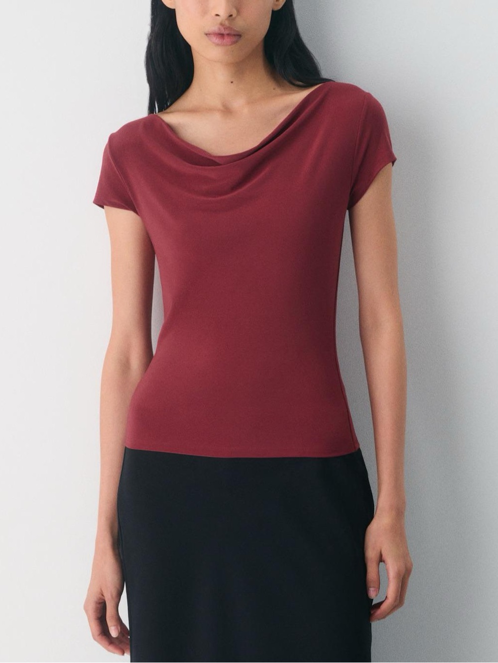 Aritzia Wilfred Cowl neck burgundy top.